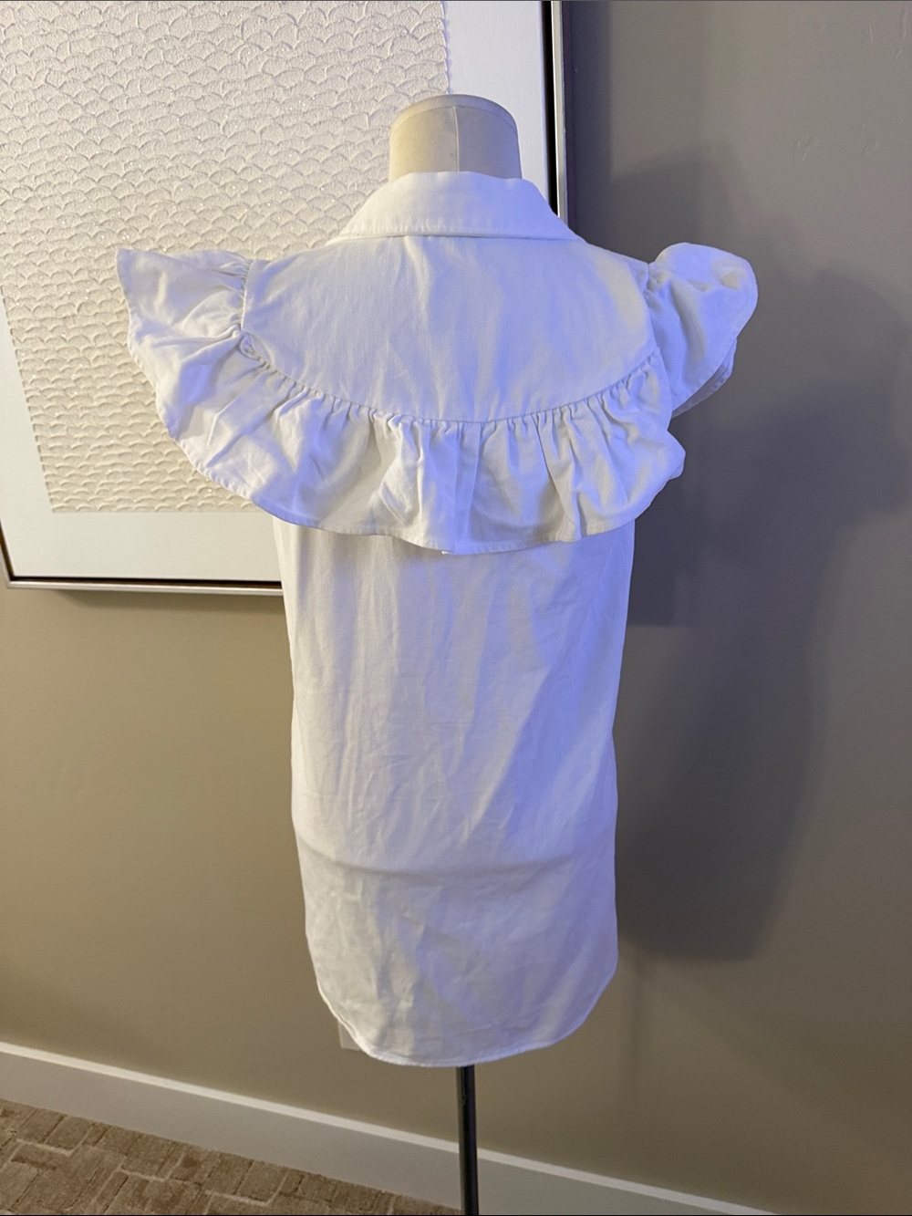 Zara White Ruffle-Sleeve Button Front Mini Dress - Picture 9 of 9